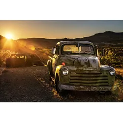Fototapete PAPERMOON "Altes Auto", bunt, B:4,50m L:2,80m, Vlies, Tapeten