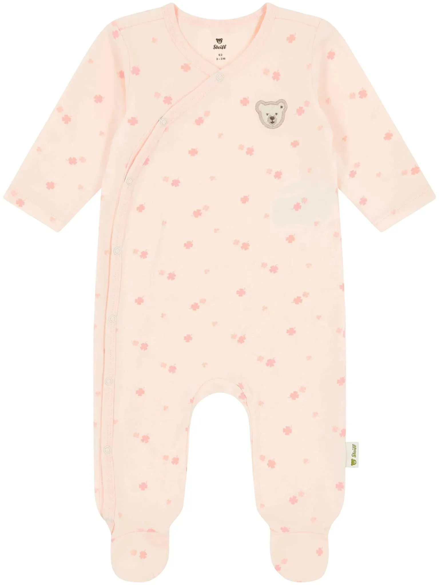 Steiff Schlafoverall mit Fuß Blumen Bär, rosa, 68
