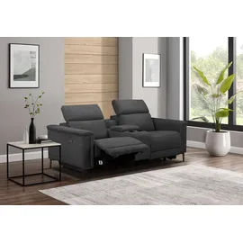 OTTO home 2-Sitzer OTTO HOME "LUND, Kinosofa, Relaxfunktion, TV-Sessel, manuell/elektrisch (USB-A)", grau (anthrazit), B:195cm H:97cm T:99cm, Webstoff 100% Polyester, Sofas, Kopfteilverstellung, Getränkachhalter, u. Staufach