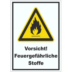 Vorsicht Feuergefährliche Stoffe Aufkleber A7 (74x105mm)
