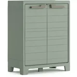 KETER Planet Outdoor Kunststoffschrank, niedrig, jadegrün, 80 x 44 x 100 cm, inkl. 2 höhenverstellbaren Böden mit je 30kg Tragkraft, für drinnen und draußen geeignet, UV- und wasserbeständig (IPX3)
