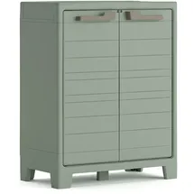 KETER Planet Outdoor Kunststoffschrank, niedrig, jadegrün, 80 x 44 x 100 cm, inkl. 2 höhenverstellbaren Böden mit je 30kg Tragkraft, für drinnen und draußen geeignet, UV- und wasserbeständig (IPX3)