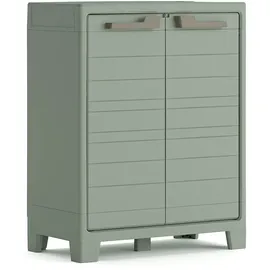 KETER Planet Outdoor Kunststoffschrank, niedrig, jadegrün, 80 x 44 x 100 cm, inkl. 2 höhenverstellbaren Böden mit je 30kg Tragkraft, für drinnen und draußen geeignet, UV- und wasserbeständig (IPX3)