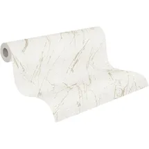 A.S. Création Vliestapete mit Marmoroptik Weiß Metallic 10,05 m x 0,53 m