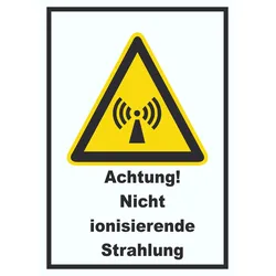 Achtung Nicht ionisierende Strahlung A5 Rückseite selbstklebend Schild