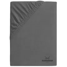 Sansibar Spannbettlaken Baumwolle-Elasthan 140 x 200 - 160 x 220 cm grau