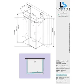 Glaszentrum Hagen GZH Eck-Duschkabine mit Schiebetür rechts 120 x 195 cm Transparent ESG Glas