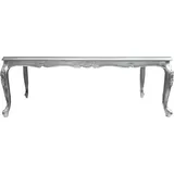 Casa Padrino Luxus Barock Esstisch mit Glasplatte Silber 200 x 100 x H. 81 cm - Handgefertigter Esszimmer Tisch - Made in Italy - Luxury Collection