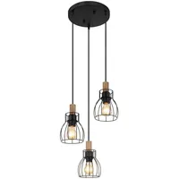 GLOBO Vintage 3-flg. 120 cm rund Holz Metall schwarz braun