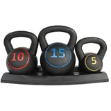 FUNJEPE Kugelhantel-Gewichtsset mit Ständer für Kreuzheben, MMA-Training, Heimtraining, Krafttraining zu Hause, Krafttraining – 2,2 kg, 4,5 kg und 6,8 kg, 3-teilig