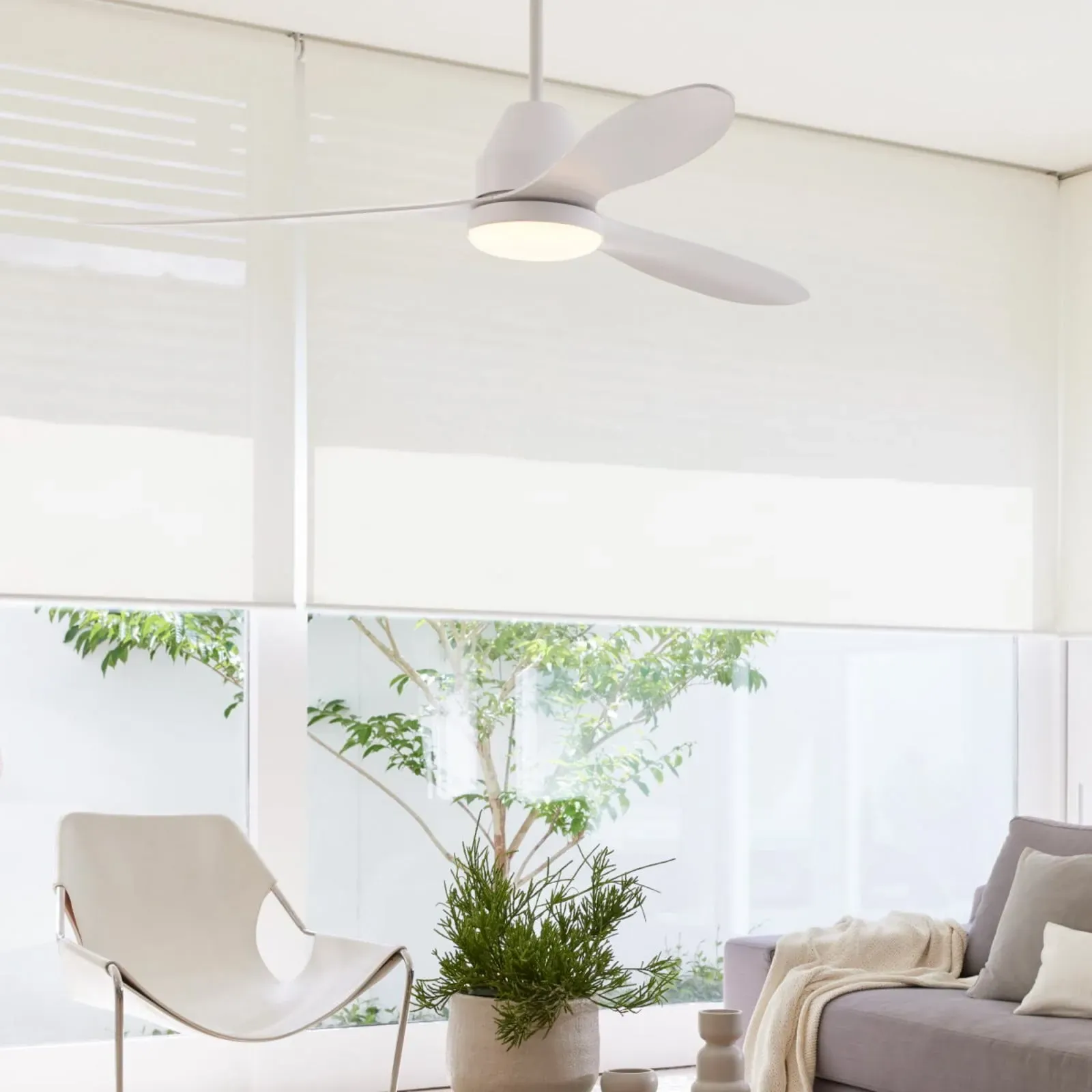 Whitehaven Deckenventilator mit Licht weiß leise - Beacon Beacon Lighting, Whitehaven, dimmbar, Weiß, für Wohnzimmer, Kunststoff, Modern - 33