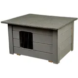 WOODOK Kleines Katzenhaus Outdoor aus Holz - Isoliertes Katzenhütte für Garten oder Terasse - Kleintierhaus für draußen, 54 x 39 x 34 cm (Grau, Katzenhaus)