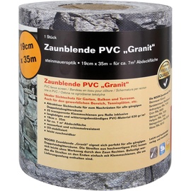 Noor PVC Sichtschutzstreifen Zaunblende 0,19 x 35 m granitoptik