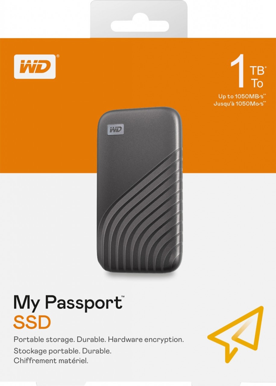 Western digital SSD 1TB, USB 3.2, Typ C, Mini My Passport, (R) 1050MB/s, Retail