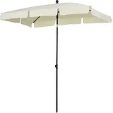 Neigbarer Gartenschirm (2 X 1,3 M) Mit Ausgefransten Kanten, Bestehend Aus 4 Aluminium- Und 160 G/m2 Polyesterstreben, Für Terrasse, Balkon Und Garten, Cremefarben