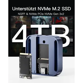 Inateck Magnetisches M.2 SSD Gehäuse, Typ-C USB 3.2, kompatibel mit 2230 NGFF&NVME PCIe M.2 M-Key/B&M-Key, unterstützt Windows/Linux/Android/MacOS