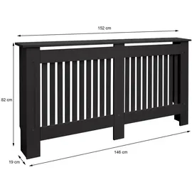 ECD Germany Heizkörperverkleidung Landhausstil 152x19x82 cm Schwarz