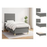 vidaXL Boxspringbett mit Matratze Dunkelgrau 100x200 cm Stoff