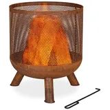 Relaxdays Feuerkorb Mesh Metall Rostoptik Braun