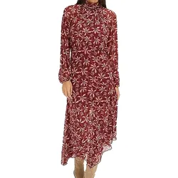 nachhaltiges Damen Sommer-Kleid Midi-Kleid mit Blumen-Print Boho-Kleid 967777 Rot - 44