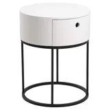 VCM AC Design Furniture Apollo rund Nachttisch weiß, Beistelltisch mit 1 Schublade, Nachtschrank zum Schlafzimmer, Ø: 40 x H: 51 cm, 1 Stk.