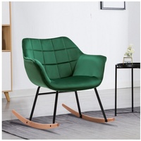 Duhome Schaukelsessel, Schaukelstuhl gesteppt Schwingsessel gepolstert Relax Sessel aus Samt grün