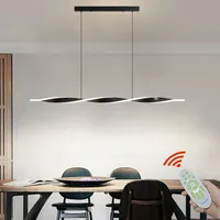 Esszimmerlampe LED Pendelleuchte Schwarz Dimmbar mit Fernbedienung Hängelampe Esstischlampe Küchenlampe Hängend Lampen Modern Kronleuchter Höhenverstellbar Hängeleuchte für Wohnzimmer Büro Pendellampe
