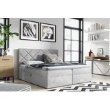 Boxspringbett Schlafzimmerbett 200x220cm LAZARO Nr.3 Hellgrau inkl. Bettkasten - Hellgrau