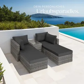 Tectake San Domino Aluminium Rattan Lounge hellgrau/dunkelgrau