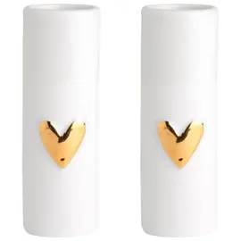 räder Design Dekovase Mini Herz Gold 2er Set weiß