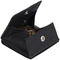 LEAS Wiener Schachtel mit großem Kleingeldfach mit RFID Schutz Block Folie im Kreditkartenformat mit Geschenk Box Echt-Leder, schwarz