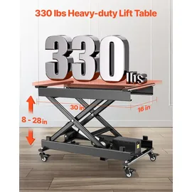 Vevor Elektrischer Hubtisch 76x44 cm, 150 kg Tragkraft, Scherenhubtisch, 200 bis 710 mm höhenverstellbare Hebebühne, Couchtischlift mit 4 Rädern, für Materialhandhabung und Transport, Schwarz
