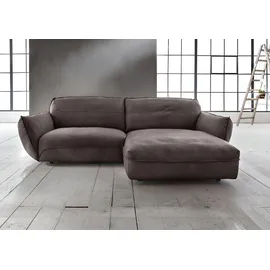 BeType Eckcouch Leder L-Form 2-Sitzer Braun