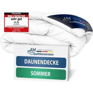 AM Qualitätsmatratzen Premium Daunendecke 135x200 cm | 100% Daunen Bettdecke Made in Germany aus | Daunen 135x200cm