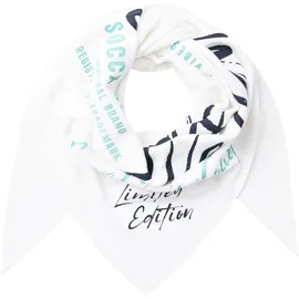 Soccx Dreieckstuch aus Flauschstrick mit Wording Prints ivory