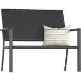 Yodolla 2-sitzer Gartenbank Aus Pe-rattan, Wetterfeste Rattan-loveseat Mit Rückenlehne Und Armlehnen, Schwarz