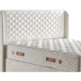 Bambi Boxspringbett 160x200 mit Bettkasten mit Matratzen Thermo Control Set Stauraum 7-Komfortzonen H3 (Weiß) - Weiß