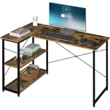 klihome Schreibtisch L Form, mit Regal, Stauraum, Holzwerkstoff Metall, Braun - Braun