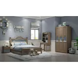 Xlmoebel Schlafzimmer-Set Modernes Jugendzimmermöbel in Weiß mit Schrank und Bett, (5-tlg., Schlafzimmer-Set), Hergestellt in Europa braun
