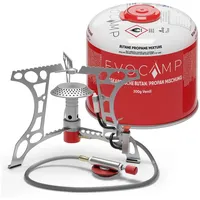 EVOCAMP kompakter Campingkocher 3.2 kW mit Piezo-Zünder, Camping Stove, Mini-Gaskocher - ideal für Camping, Angeln und Outdoor (+1 Kartusche 300 g)