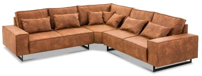 filippo Ecksofa Antwerp Mikrofaser Braun Cognac 265 cm