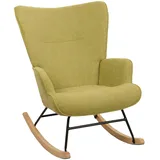 Mendler Schaukelstuhl HWC-N14, Schwingstuhl Relaxsessel Fernsehsessel, Massiv-Holz Metall Stoff/Textil 320g/m2 ~ gr√on