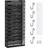 Vevor Wand Zeitungshalter 1 Stk. Prospekthalter mit 12 Fächern, wandmontierter Organizer Zeitungsständer aus Metall, Magazinhalter für Zeitschriften Papier und Dokumente Aktenablage für Büro
