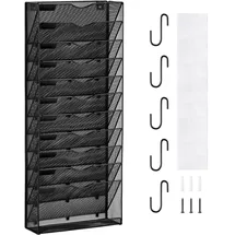 Vevor Wand Zeitungshalter 1 Stk. Prospekthalter mit 12 Fächern, wandmontierter Organizer Zeitungsständer aus Metall, Magazinhalter für Zeitschriften Papier und Dokumente Aktenablage für Büro