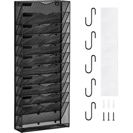 Vevor Wand Zeitungshalter 1 Stk. Prospekthalter mit 12 Fächern, wandmontierter Organizer Zeitungsständer aus Metall, Magazinhalter für Zeitschriften Papier und Dokumente Aktenablage für Büro