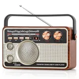 Retro Radio, Nostalgie Radio, Wiederaufladbares Transistorradio mit Multiband (FM/AM/SW), Bluetooth, TF, Kopfhöreranschluss, Tragegriff, 8-12h Laufzeit – für Zuhause, Büro, Outdoor, täglichen Gebrauch