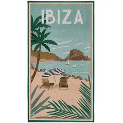 Strandtuch SEAHORSE "Ibiza", grün, B:90cm L:170cm, Velours, Obermaterial: 100% Baumwolle, Handtücher (Packung), mit Ibiza Küste