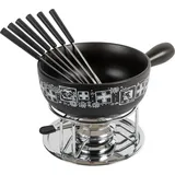 Kuhn Rikon Käsefondue Set SUISSE schwarz 9-teilig für 4 bis 6 Personen Fondue