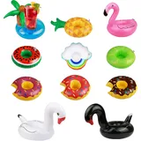 Aufblasbares Getränkehalter-Set für Pool & Wasser – 11-teiliges Schwimmendes Getränkehalter Set mit Flamingo-Design – Pool Untersetzer für Becher, Dosen und Flaschen