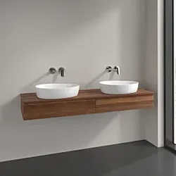 Villeroy und Boch Antao Waschtisch-Unterschrank L17112HM 160x19x50cm, Waschbeckenplattenfarbe warm walnut, warm walnut, Mit Beleuchtung